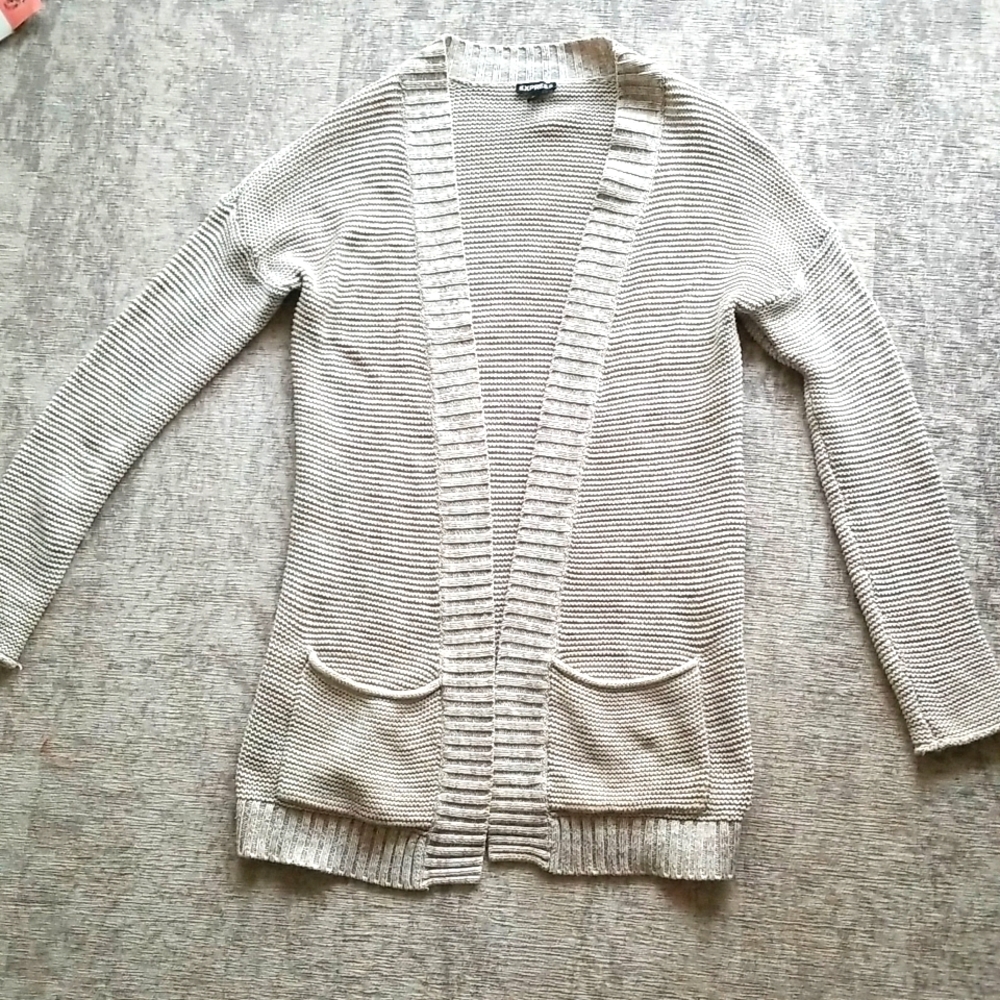S - Beige Long Cardigan - Express